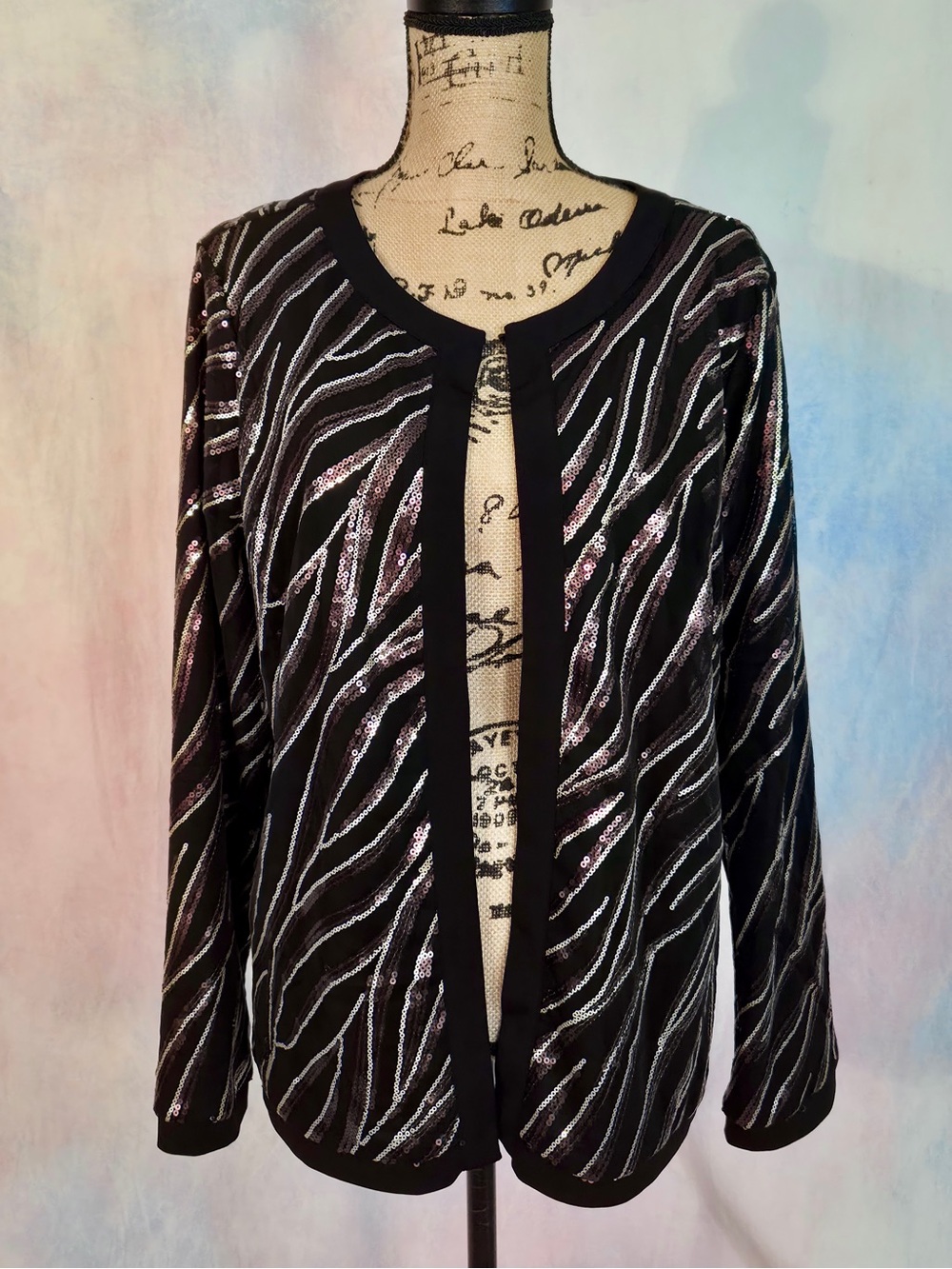 Vintage 80s / 90s Bob Mackie Wearable Art sequin jacket size L